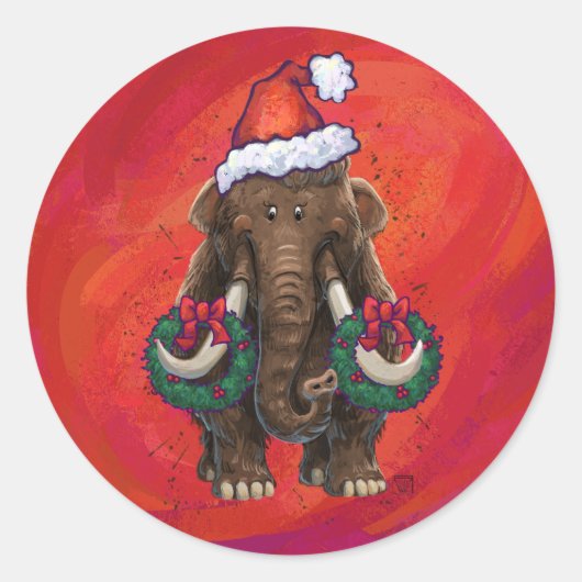 Cute Holiday Mastodon Ronde Sticker (Voorkant)
