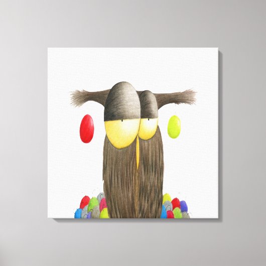 Cute Holiday Owl Canvas Afdruk (Voorkant)