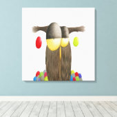 Cute Holiday Owl Canvas Afdruk (Insitu (Houten vloer))