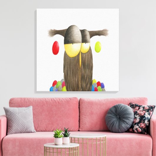 Cute Holiday Owl Canvas Afdruk (Insitu (Woonkamer))