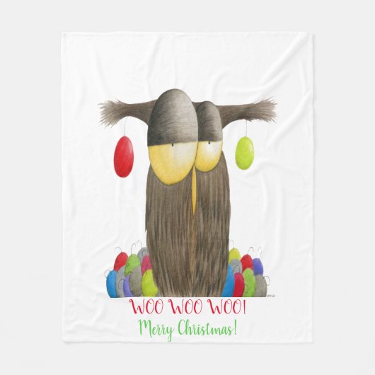 Cute Holiday Owl Fleece Deken (Voorkant)