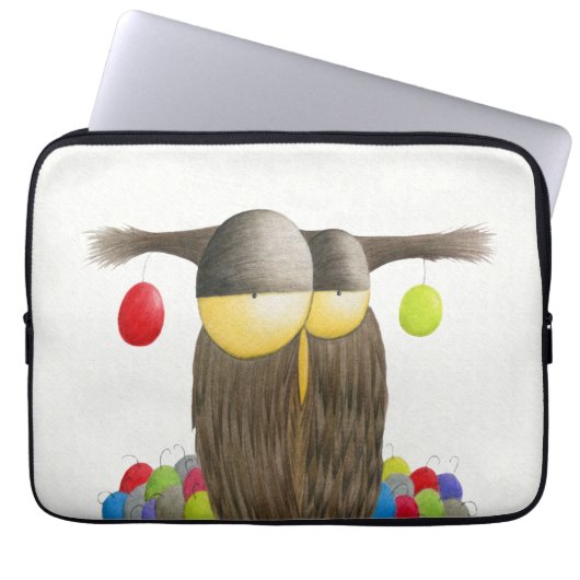 Cute Holiday Owl Laptop Sleeve (Voorkant)
