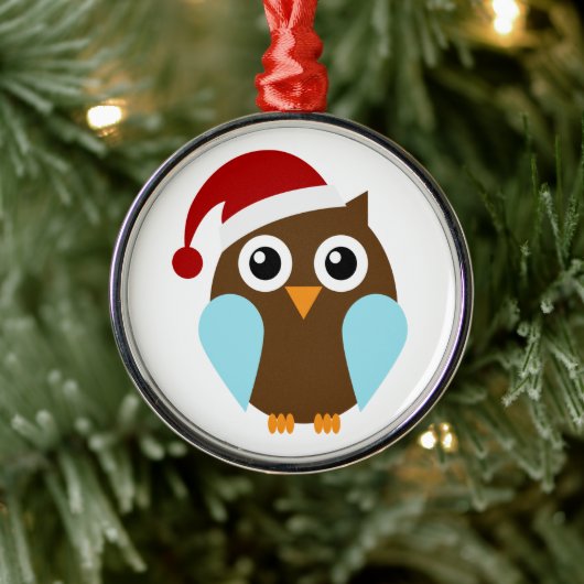 Cute Holiday Owl Metalen Ornament (Boom)