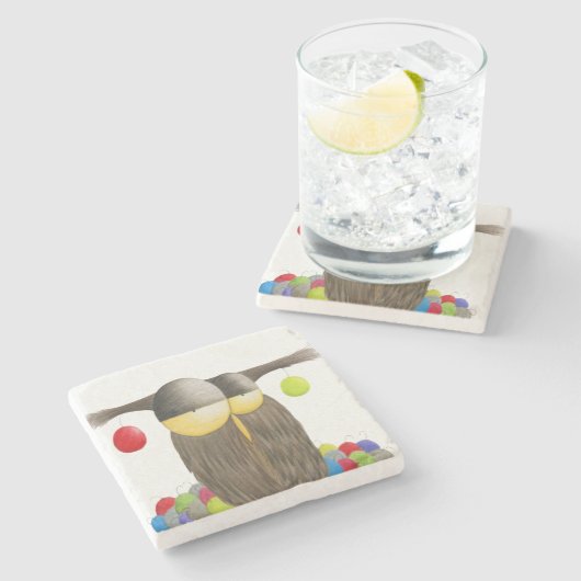 Cute Holiday Owl Stenen Onderzetter (Zijkant)