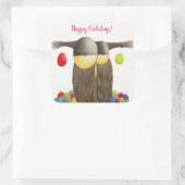 Cute Holiday Owl Vierkante Sticker (Tas)