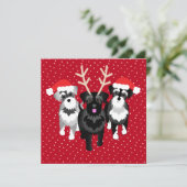 Cute Holiday Party Invitations with Schnauzers (Staand voorkant)