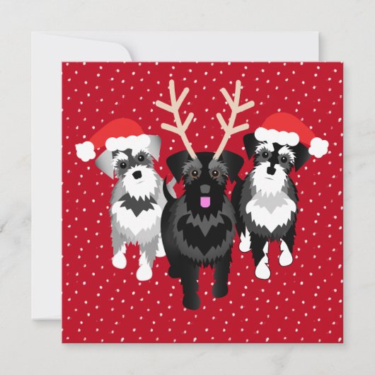 Cute Holiday Party Invitations with Schnauzers (Voorkant)