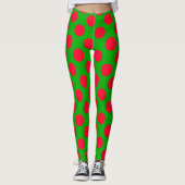 Cute Holiday Red Green Polka Dot kerst Legging (Voorkant)