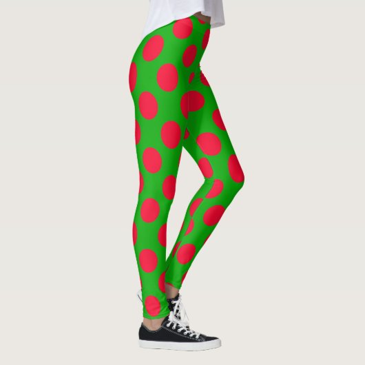 Cute Holiday Red Green Polka Dot kerst Legging (Rechts)