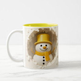 Cute Holiday Snowman Art, Festive Winter  Tweekleurige Koffiemok