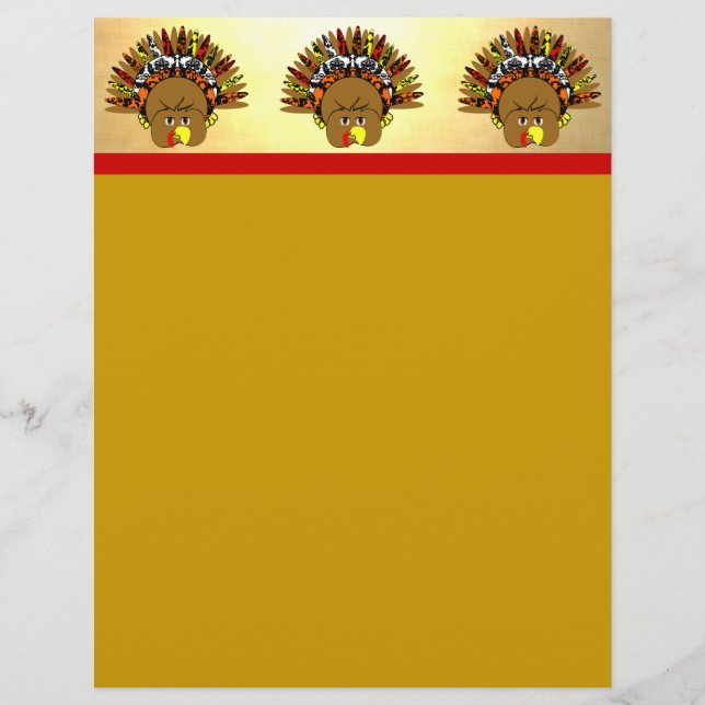 Cute Holiday Turkey Letterhead (Voorkant)