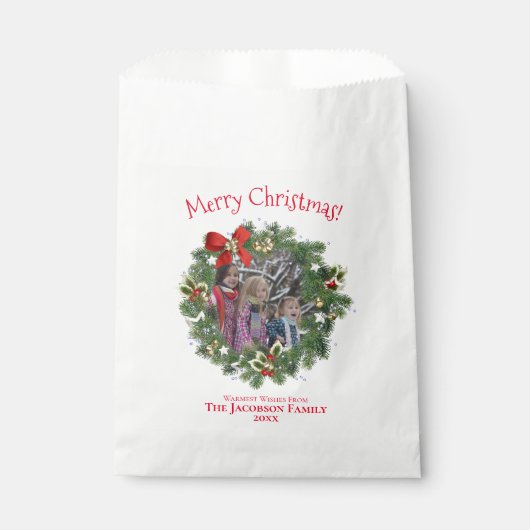 Cute Holiday WreatPhoto Lijst Merry Kerstmis Bedankzakje (Voorkant)