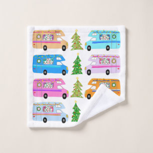 Cute Holiday Xmas RV Camper Motorhome Kerstmis Washandje