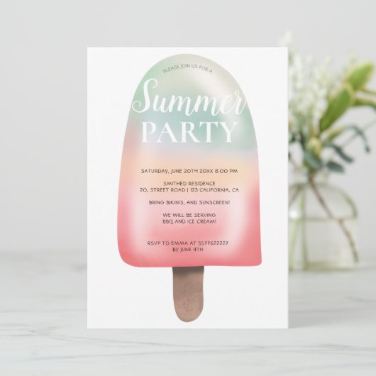 Cute holographic ice gradient Summer party Kaart (Staand voorkant)