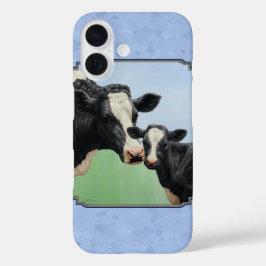 Cute Holstein Calf & Koe Sky Blue iPhone 16 Hoesje