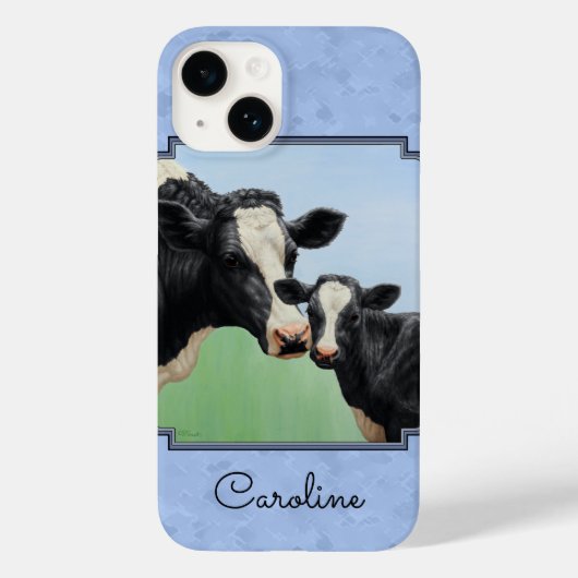 Cute Holstein Calf & Koe Sky Blue Case-Mate iPhone Case (Achterkant)