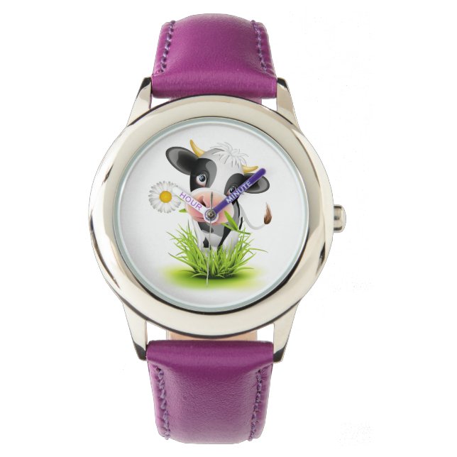 Cute Holstein-koe in groengras Horloge (Voorkant)