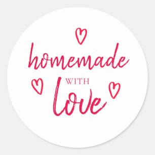 Cute Homemade met Love Red White Ronde Sticker