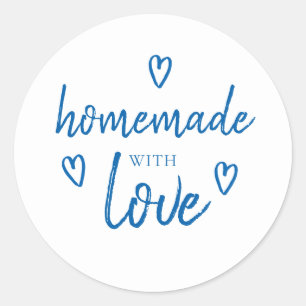 Cute Homemade with Love Blue Ronde Sticker