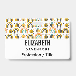 Cute Hommels en Regenbogen Patroon Badge