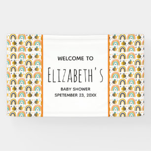 Cute Hommels en Regenboog Patroon Baby Shower Spandoek
