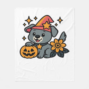 Cute Hond Heks Hoed Pompoen Fun Halloween Oversize Fleece Deken