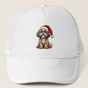 Cute hond met kerstmuts viert kerst trucker pet