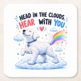 Cute Hond Ontwerp met Hoofd in de Wolken Vierkante Kartonnen Onderzetter