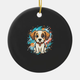 Cute Hond Paint Splash Vector Kunst_1 Keramisch Ornament
