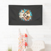 Cute Hond Paint Splash Vector Kunst_1 Spandoek (Insitu)