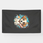 Cute Hond Paint Splash Vector Kunst_1 Spandoek (Horizontaal)