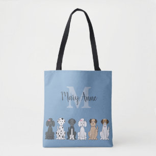 Cute Hondenliefhebbers Monogram blauw Draagtas