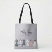 Cute Hondenliefhebbers Monogram Grey Draagtas (Voorkant)