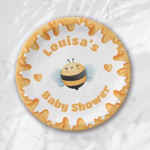 Cute Honey Bee Baby shower Papieren Bordje