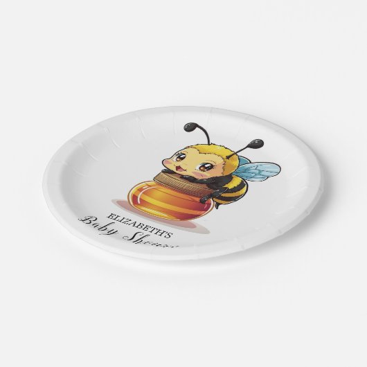 Cute Honey Bee Baby shower Papieren Bordje (Gekanteld)