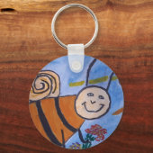 Cute Honey Bee Button Key Ring Sleutelhanger (Voorkant)