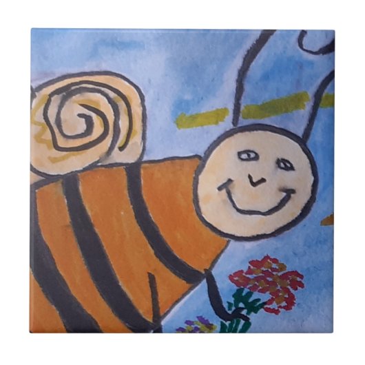 Cute Honey Bee Ceramic Tile Tegeltje (Voorkant)