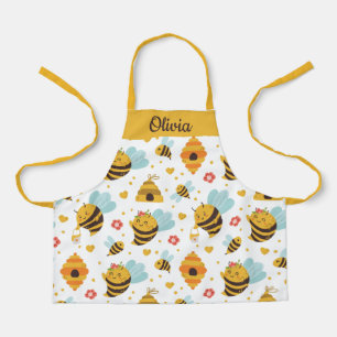 Cute Honey Bee Custom Text Schort