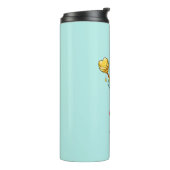 Cute Honey Bee met hart en kalligrafie op Blauwgro Thermosbeker (Gedraaid links)