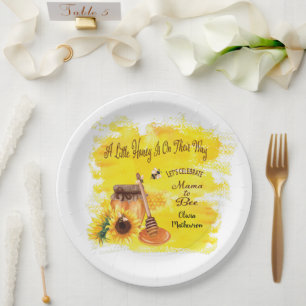 Cute Honey Bee Rustic Greenery Baby shower Papieren Bordje