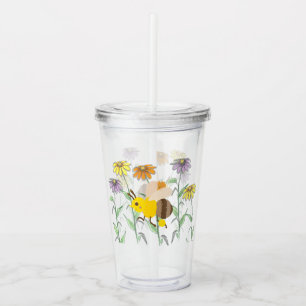 Cute Honey Bee Spring Cosmos Flowers Acryl Drinkbeker