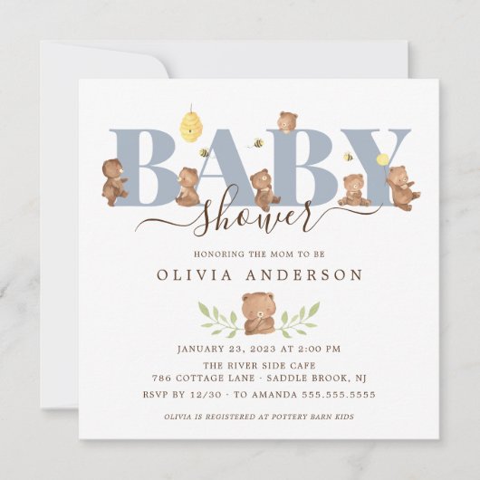 Cute Honey Beer Baby shower Kaart (Voorkant)