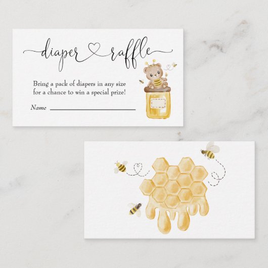 Cute Honey Beer Diaper Raffle Ticker Informatiekaartje (Voorkant / Achterkant)