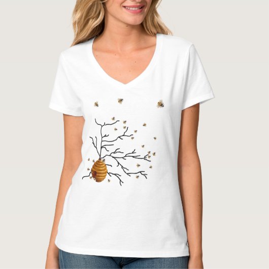 Cute Honey Bees, Bee Hive, Custom T-shirt (Voorkant)