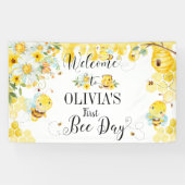 Cute Honey Bees Eerste 1e 2e Verjaardag Achtergron Spandoek (Horizontaal)
