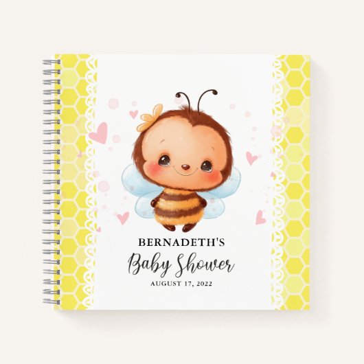 Cute Honey Bumblebee Baby shower Livre d'invité (Devant)