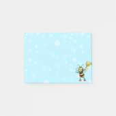 Cute Honey Bumblebee op Light Blue Post-it Notes (Voorkant)