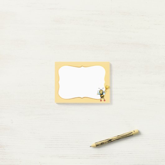 Cute Honey Bumblebee op Post-it Notes (Op bureau)