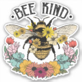 Cute Honeybee Flowers Bee Sind Sticker (Voorkant)
