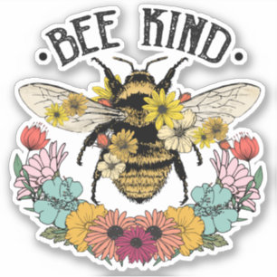 Cute Honeybee Flowers Bee Sind Sticker